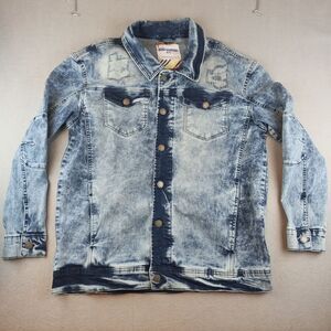Road Narrows N.Y.C Mens Jean Jacket XXL Distressed Acid 90s Style Button